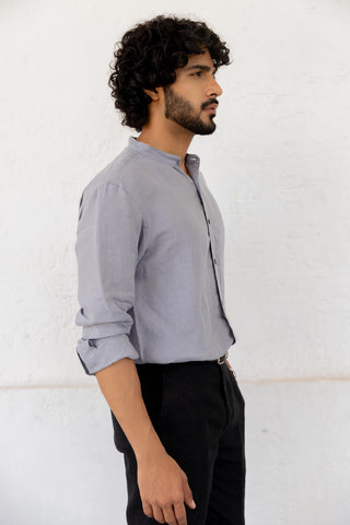 Mandarin Collar Graphite Shirt