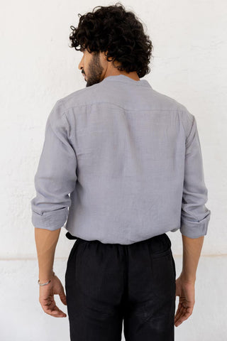 Mandarin Collar Graphite Shirt