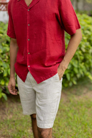Cuban Collar Apple Red Shirt