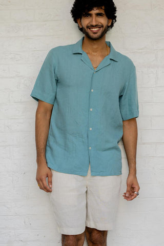 Cuban Collar Turquoise Shirt