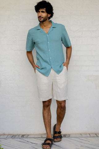 Cuban Collar Turquoise Shirt