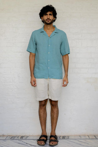 Cuban Collar Turquoise Shirt