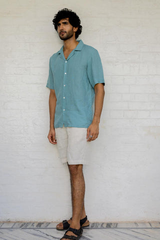 Cuban Collar Turquoise Shirt