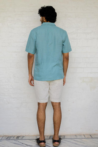 Cuban Collar Turquoise Shirt