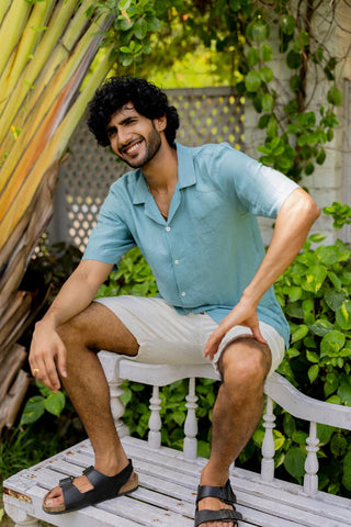 Cuban Collar Turquoise Shirt