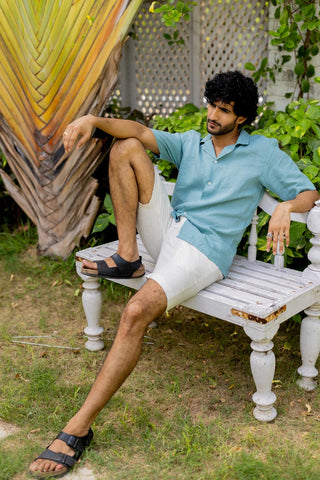 Cuban Collar Turquoise Shirt