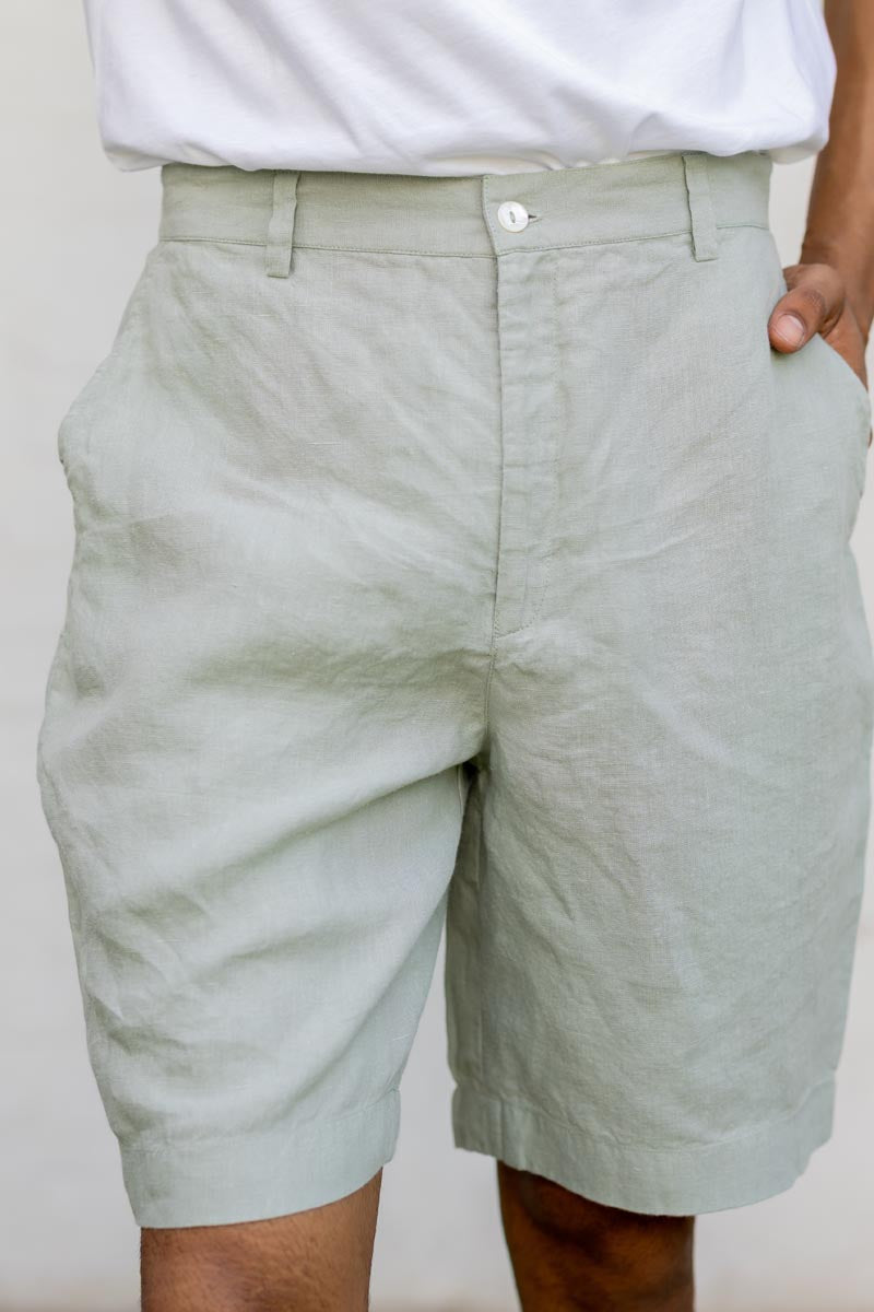 Mint Green Shorts worn by a person on a plain background