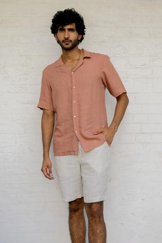 Cuban Collar Apricot Shirt