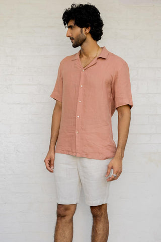 Cuban Collar Apricot Shirt