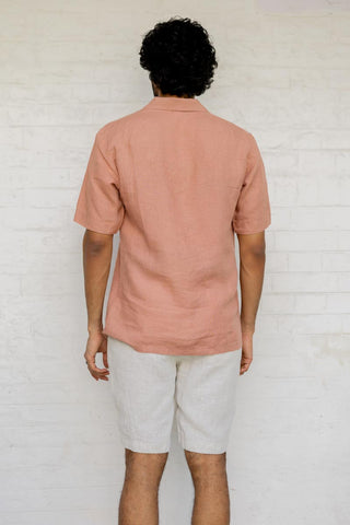 Cuban Collar Apricot Shirt