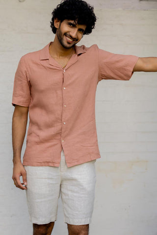 Cuban Collar Apricot Shirt