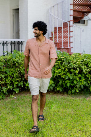 Cuban Collar Apricot Shirt
