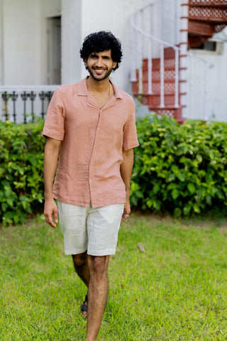 Cuban Collar Apricot Shirt
