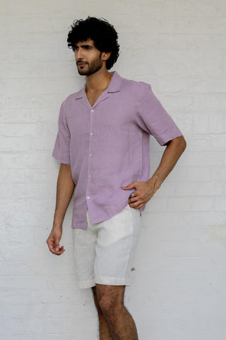 Cuban Collar Light Lilac Shirt