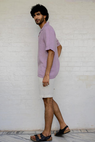 Cuban Collar Light Lilac Shirt