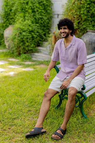 Cuban Collar Light Lilac Shirt
