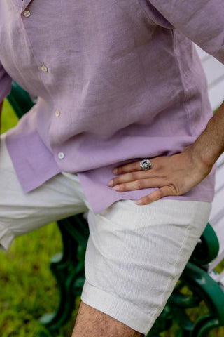 Cuban Collar Light Lilac Shirt
