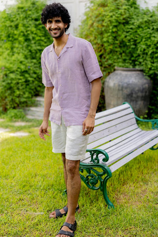 Cuban Collar Light Lilac Shirt