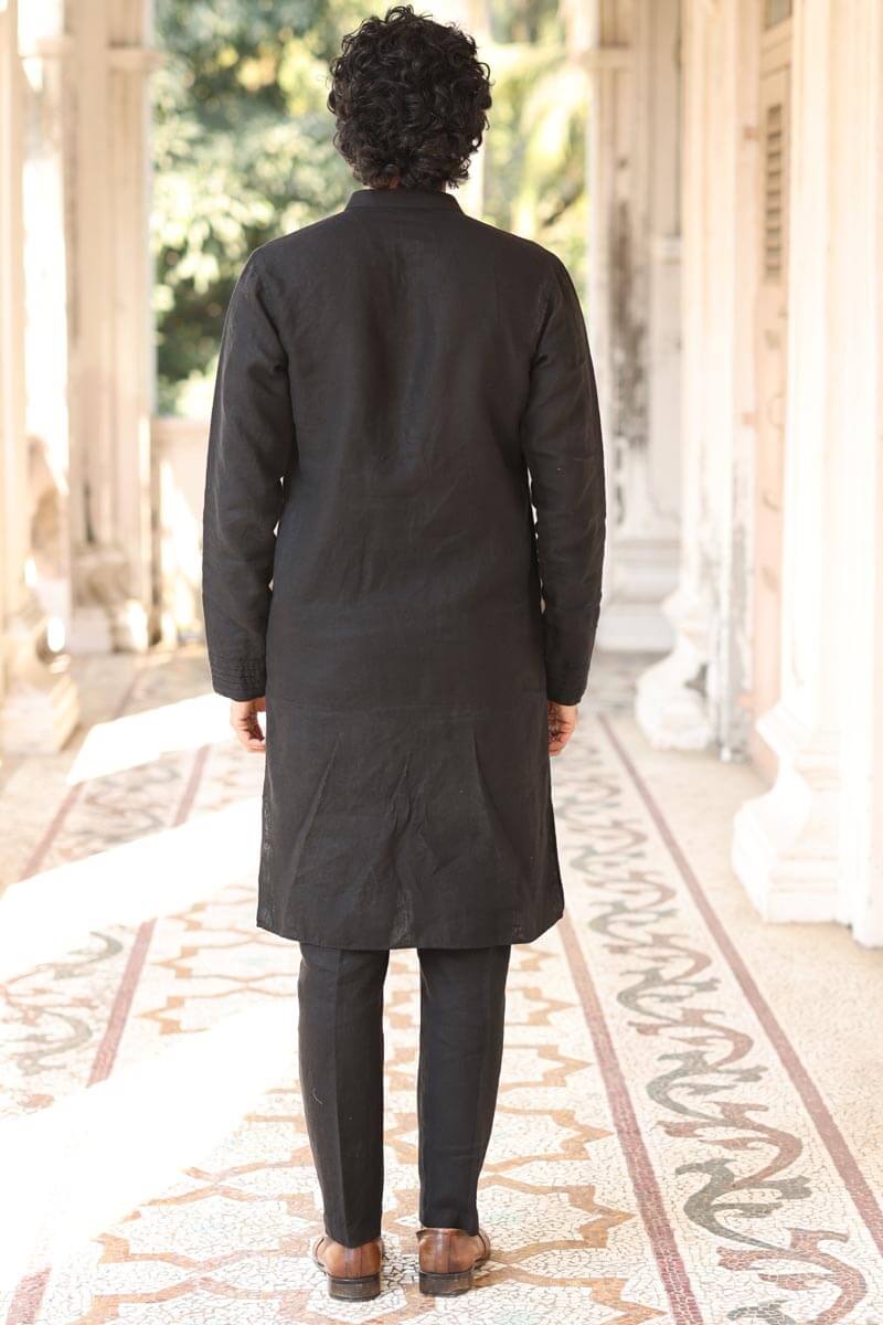 Black Kurta Set | linen kurta set for men