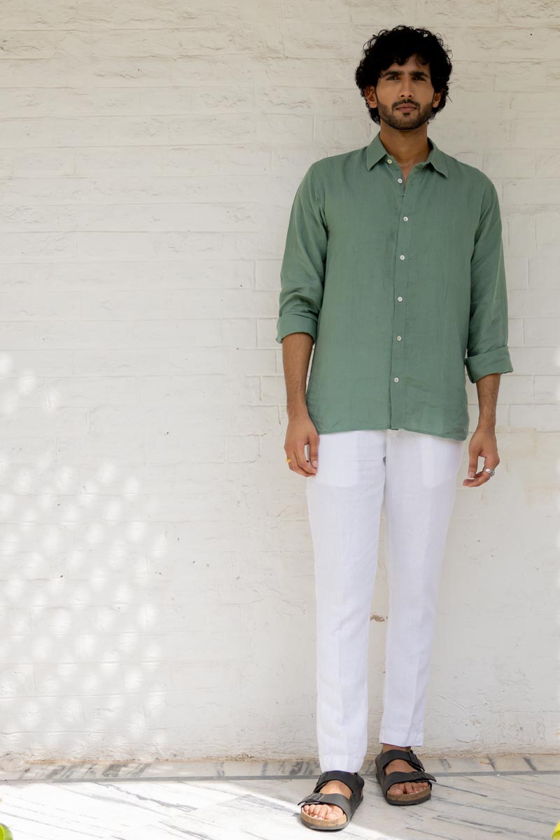 Classic Collar Fern Green Shirt