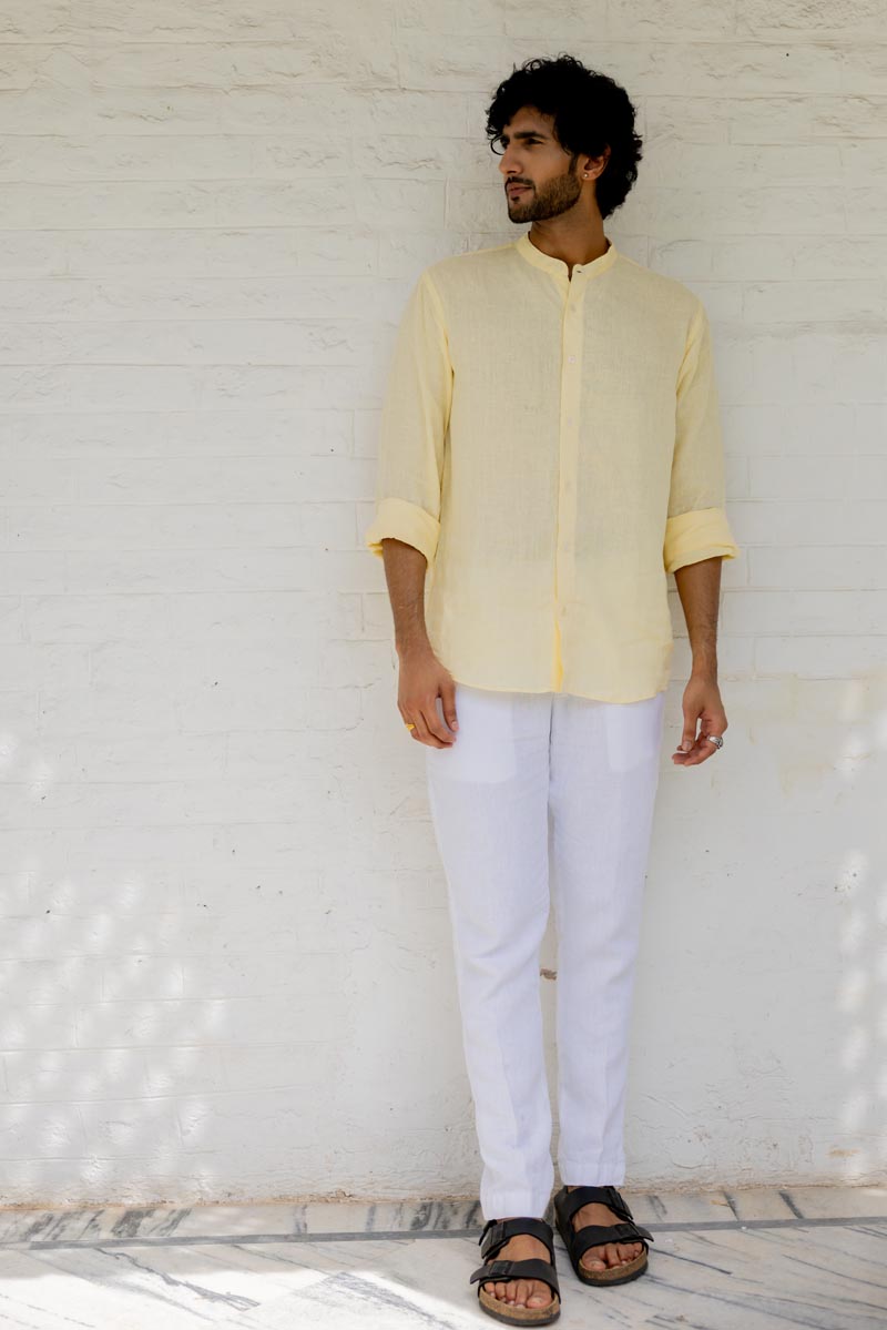 Mandarin Collar Pale Sunshine Shirt