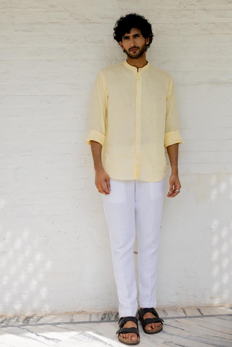 Mandarin Collar Pale Sunshine Shirt