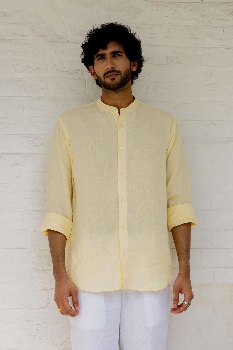 Mandarin Collar Pale Sunshine Shirt