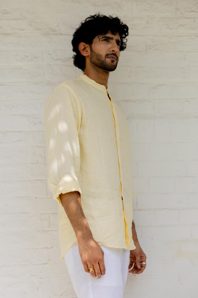 Mandarin Collar Pale Sunshine Shirt