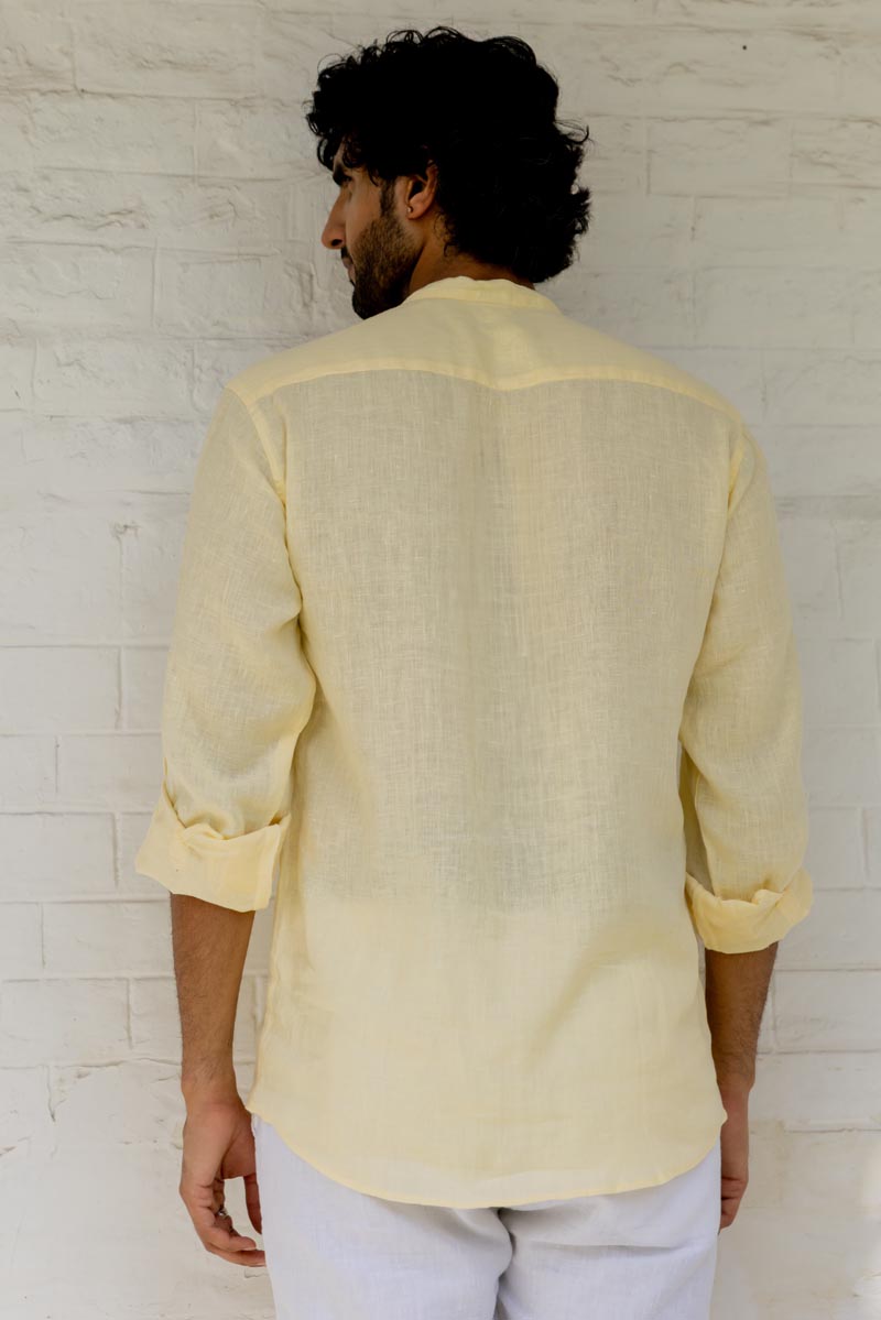 Mandarin Collar Pale Sunshine Shirt