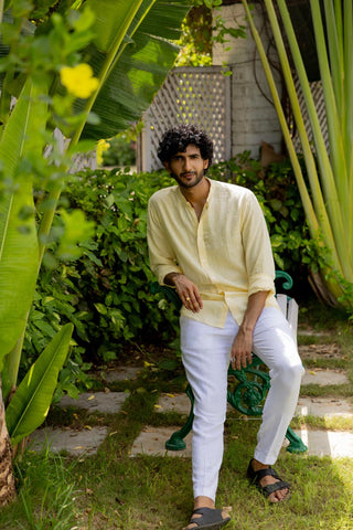 Mandarin Collar Pale Sunshine Shirt