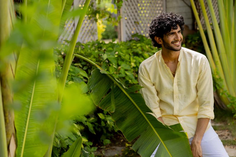 Mandarin Collar Pale Sunshine Shirt