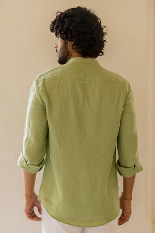 Mandarin Collar Pear Green Shirt