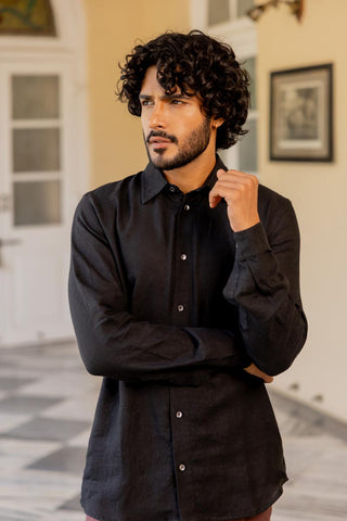 Classic Collar Black Shirt
