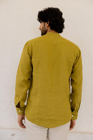Mandarin Collar Old Gold Shirt