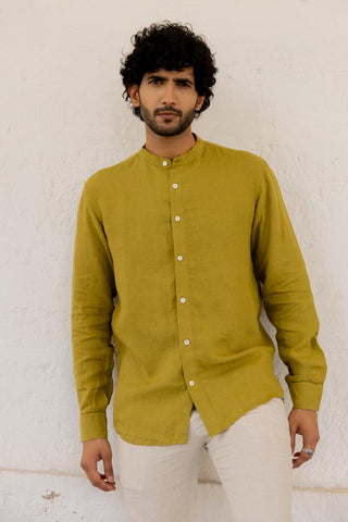 Mandarin Collar Old Gold Shirt