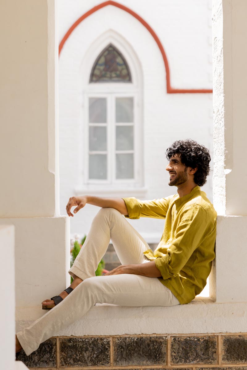 Mandarin Collar Old Gold Shirt