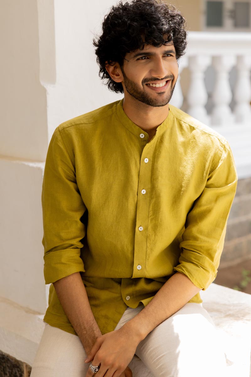 Mandarin Collar Old Gold Shirt