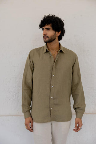 Classic Collar Olive Shirt