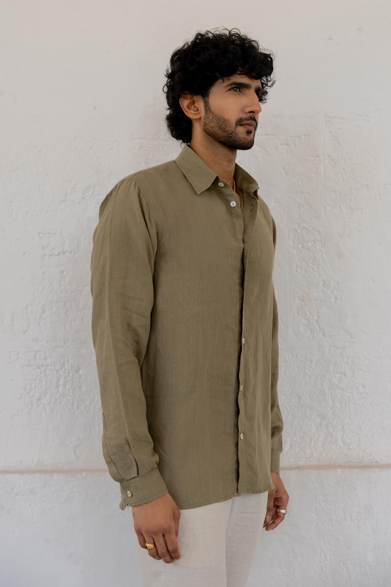 Classic Collar Olive Shirt