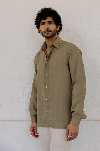 Classic Collar Olive Shirt
