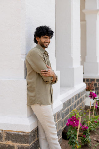 Classic Collar Olive Shirt
