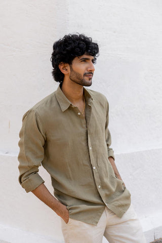 Classic Collar Olive Shirt