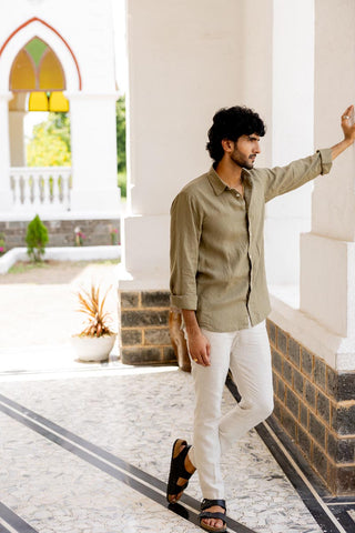 Classic Collar Olive Shirt