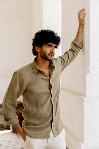 Classic Collar Olive Shirt