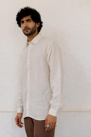 Classic Collar Ivory Check Shirt