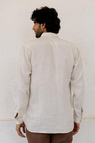 Classic Collar Ivory Check Shirt