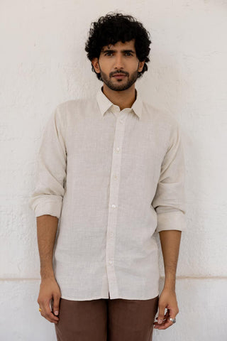 Classic Collar Ivory Check Shirt