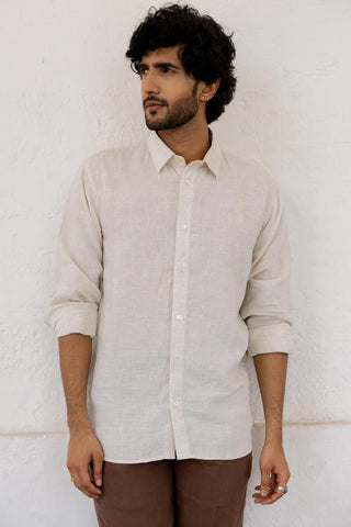 Classic Collar Ivory Check Shirt
