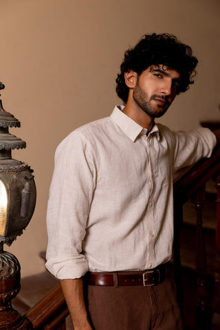 Classic Collar Ivory Check Shirt