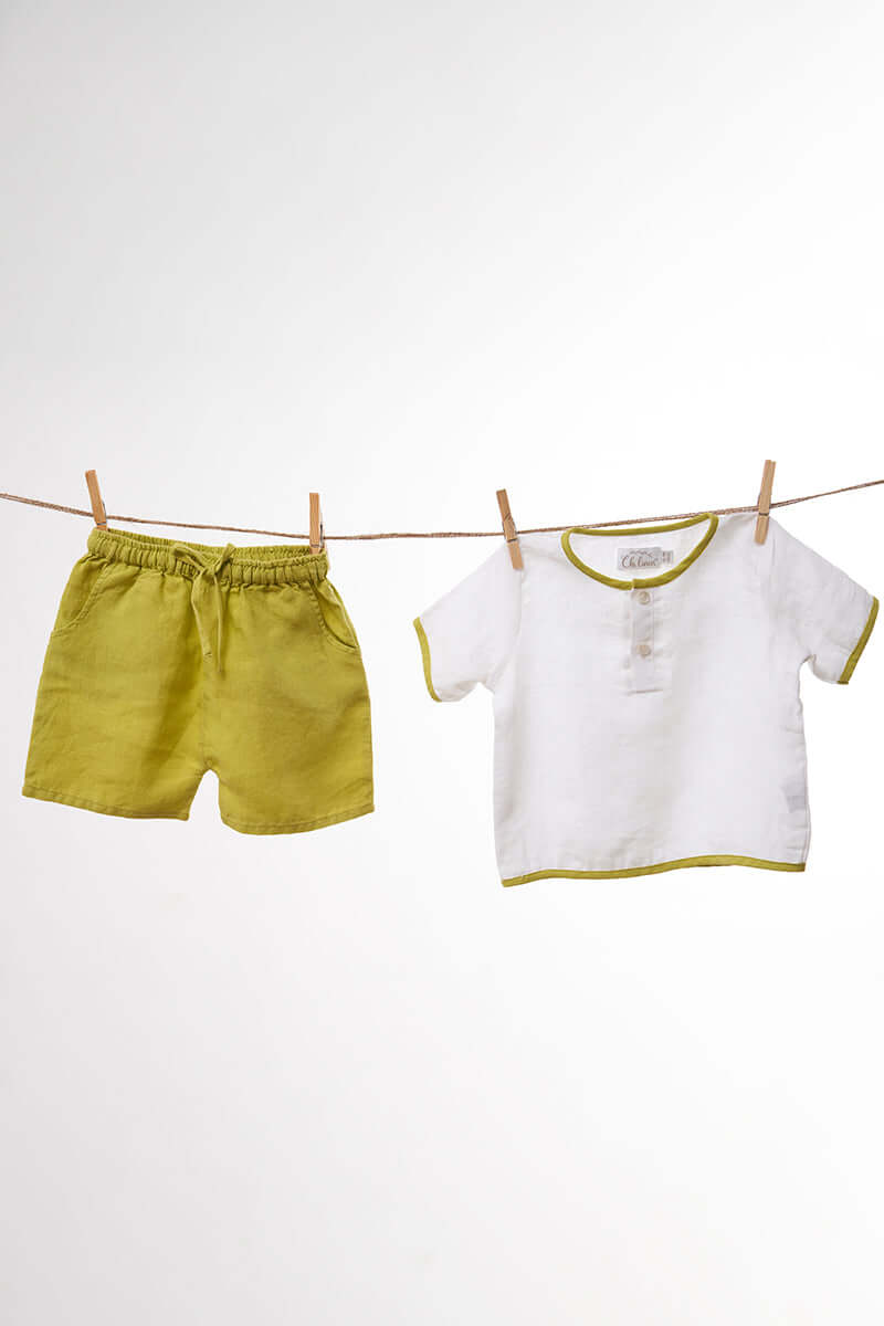 Drawstring Shorts & Shirt Set - Chi Linen